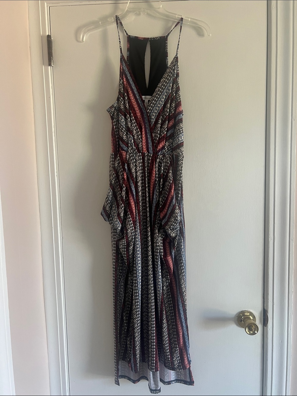 BCBGeneration Striped Midi Dress in Black & Burgundy